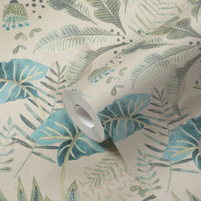 FL61124 Mix Leaves Motif Flourish Beige and Grey Wallpaper By Galerie