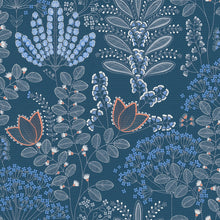 FL61128 Dreaming Garden Motif Flourish Blue and Grey Wallpaper By Galerie