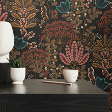 FL61129 Dreaming Garden Motif Flourish Blue and Orange Wallpaper By Galerie