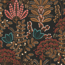 FL61129 Dreaming Garden Motif Flourish Blue and Orange Wallpaper By Galerie