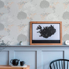 FL61130 Fairytale Leaves Motif Flourish Grey and Pink Wallpaper By Galerie