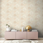 FL61131 Fairytale Leaves Motif Flourish Cream and Pink Wallpaper By Galerie