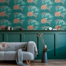 FL61132 Fairytale Leaves Motif Flourish Green and Orange Wallpaper By Galerie