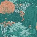 Fairytale Leaves Motif Flourish Green and Orange Wallpaper By Galerie