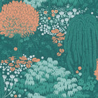 FL61132 Fairytale Leaves Motif Flourish Green and Orange Wallpaper By Galerie