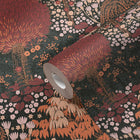 FL61133 Fairytale Leaves Motif Flourish Pink and Red Wallpaper By Galerie