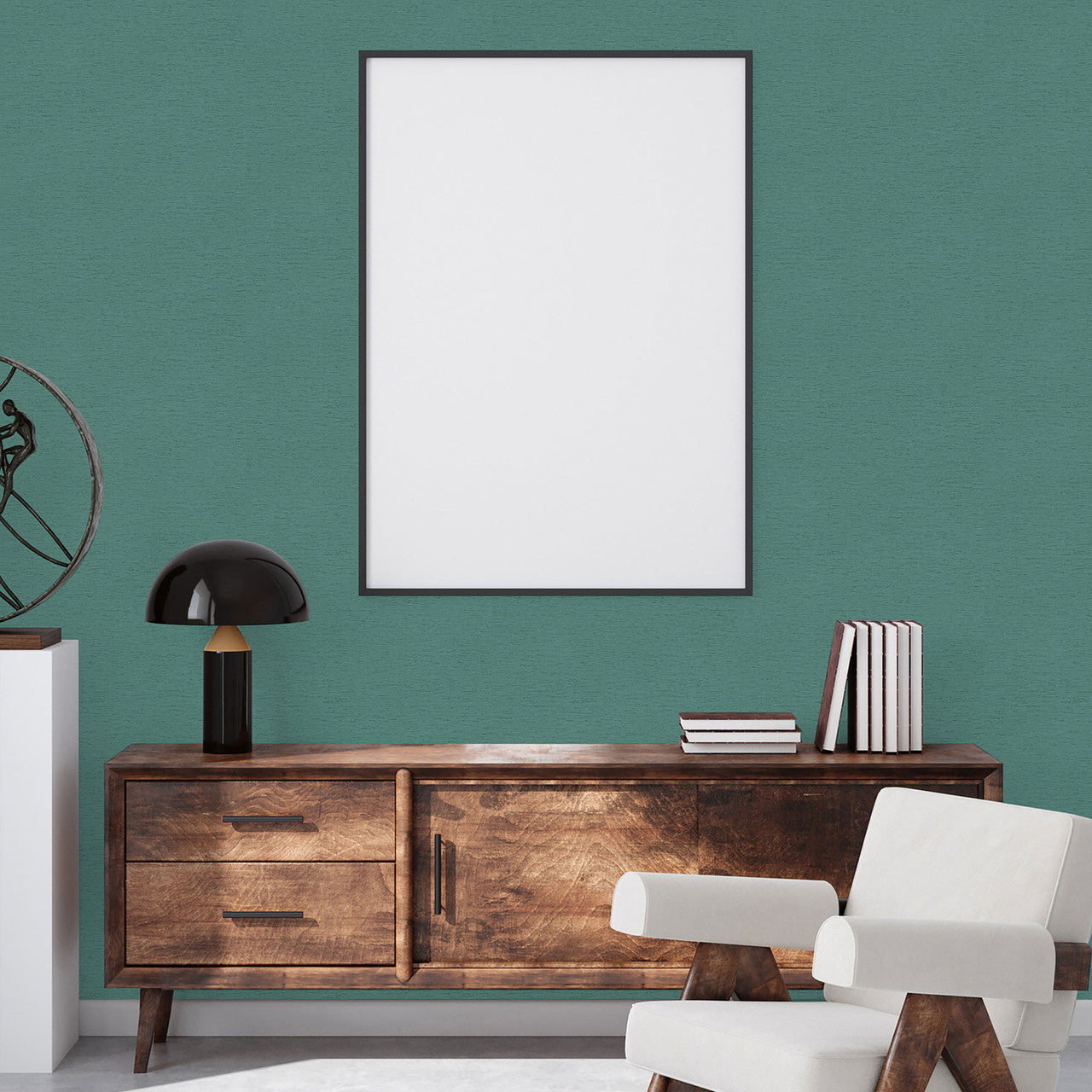 FL61135 Textile Structure Flourish Green Wallpaper By Galerie