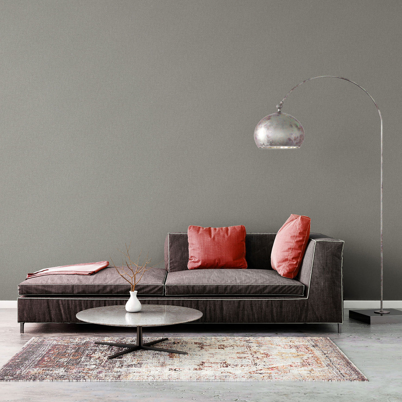 FL61151 Textile Structure Flourish Beige and Grey Wallpaper By Galerie