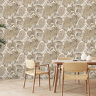 FL61156 Jungle Leaves Motif Flourish Beige and Brown Wallpaper By Galerie