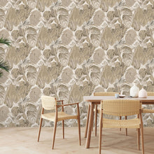 FL61156 Jungle Leaves Motif Flourish Beige and Brown Wallpaper By Galerie