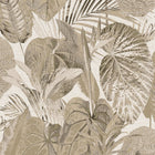 FL61156 Jungle Leaves Motif Flourish Beige and Brown Wallpaper By Galerie