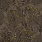 FL61157 Jungle Leaves Motif Flourish Brown and Metallic Wallpaper By Galerie