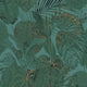 Jungle Leaves Motif Flourish Green and Metallic Wallpaper By Galerie