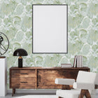 FL61159 Jungle Leaves Motif Flourish Grey and Green Wallpaper By Galerie