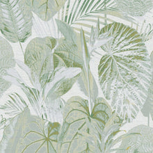 FL61159 Jungle Leaves Motif Flourish Grey and Green Wallpaper By Galerie