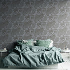 FL61160 Jungle Leaves Motif Flourish Grey and Black Wallpaper By Galerie
