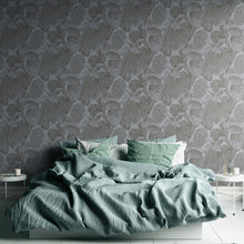 FL61160 Jungle Leaves Motif Flourish Grey and Black Wallpaper By Galerie