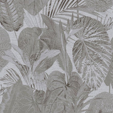 FL61160 Jungle Leaves Motif Flourish Grey and Black Wallpaper By Galerie