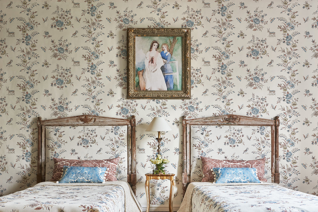 Nantessa Ciel Entente Cordiale Fabric by Lewis & Wood
