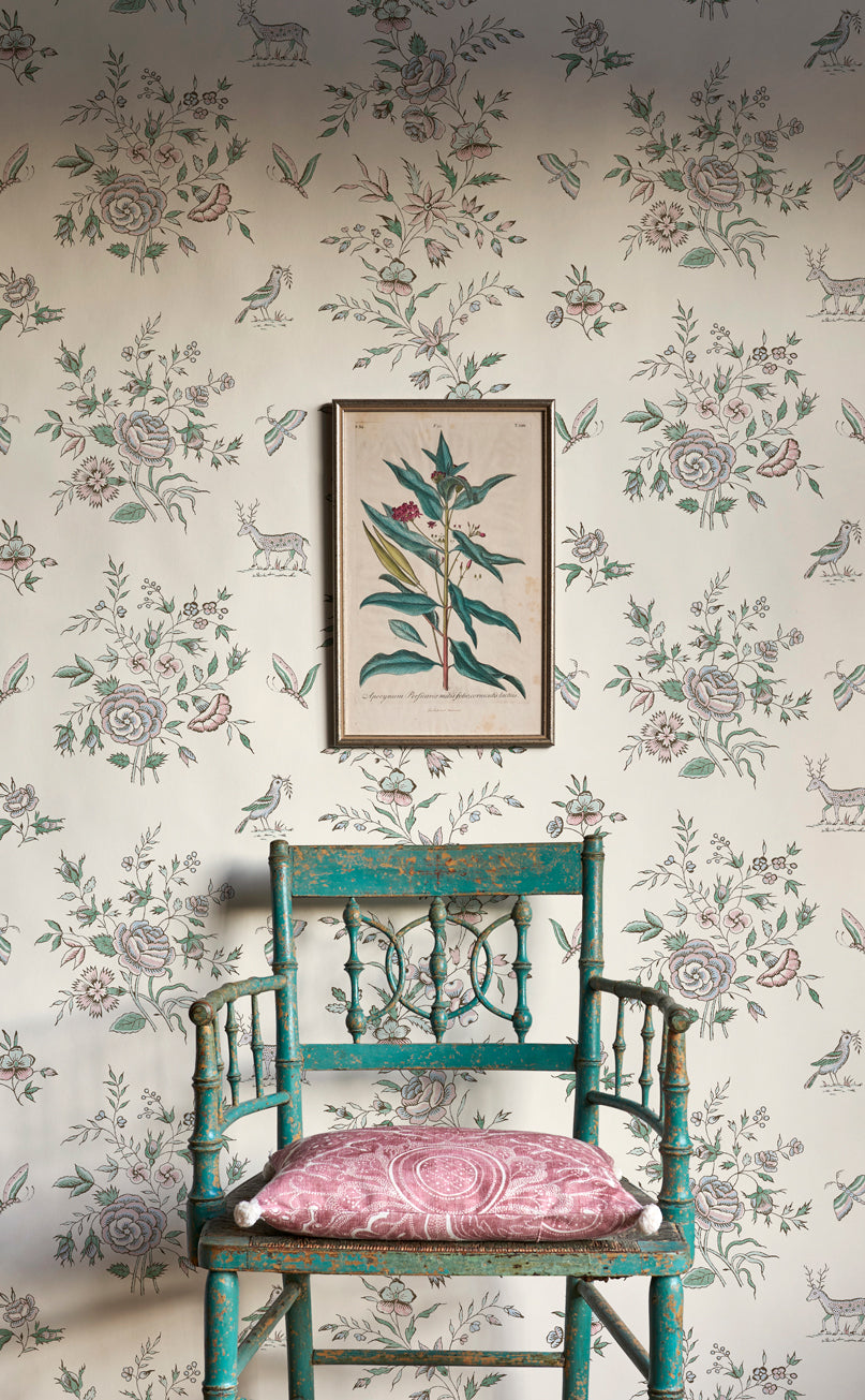 LW 315 612 Fleurie Peppermint Rose Wallpaper by Lewis & Wood