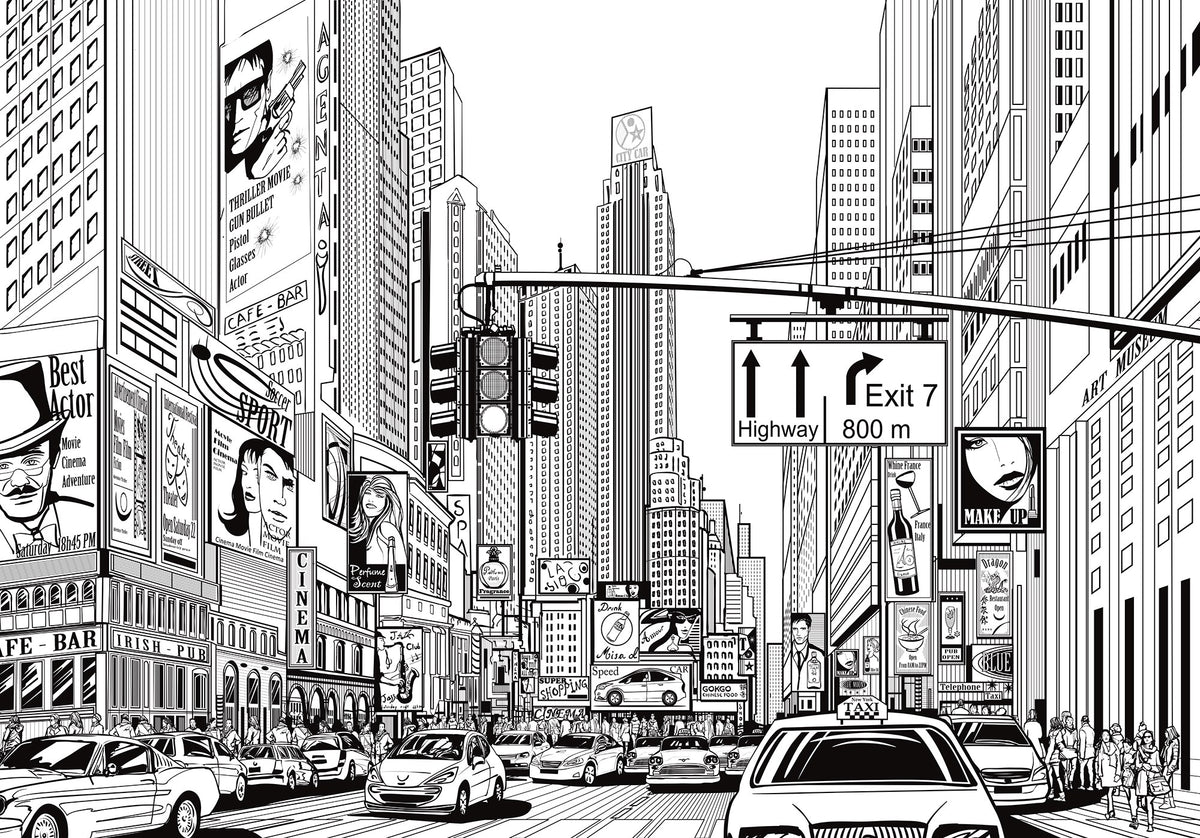 FR10621-8 Cartoon City (400 x 280 cm) Panorama Mural by Rebel Walls