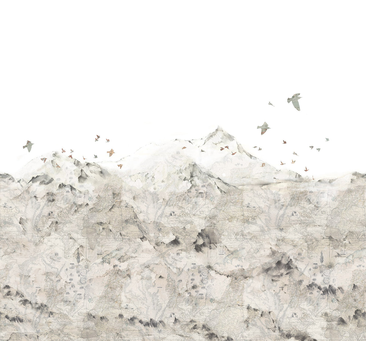FR13871-8 Paper Mountains (400 x 280 cm) Maps Mural by Rebel Walls