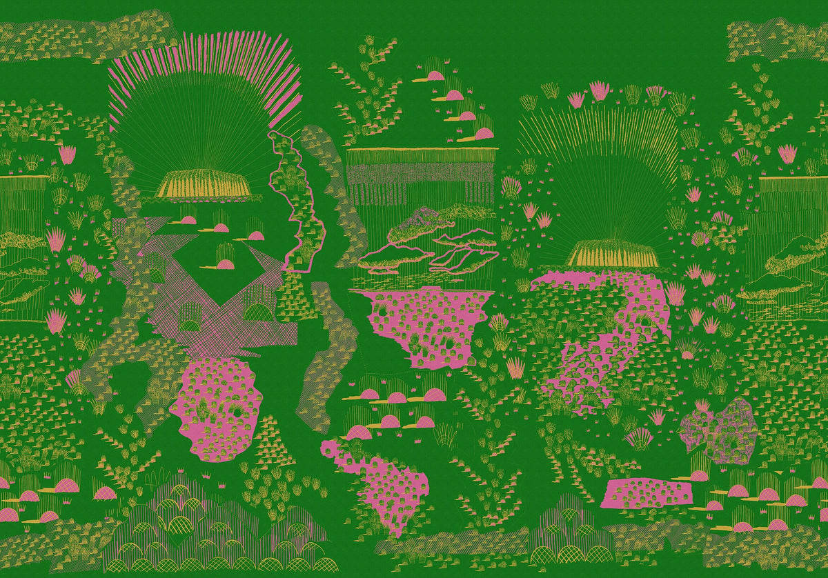 FR17934-8 Ayers Rock Grass (400 x 280 cm) Zandra Rhodes Mural by Rebel Walls