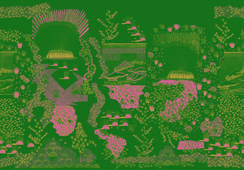 FR17934-8 Ayers Rock Grass (400 x 280 cm) Zandra Rhodes Mural by Rebel Walls