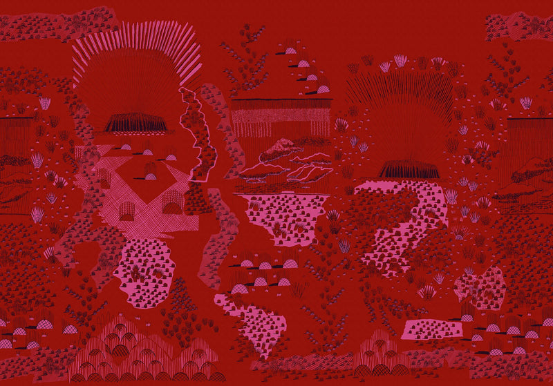 FR17936-8 Ayers Rock Valentine (400 x 280 cm) Zandra Rhodes Mural by Rebel Walls