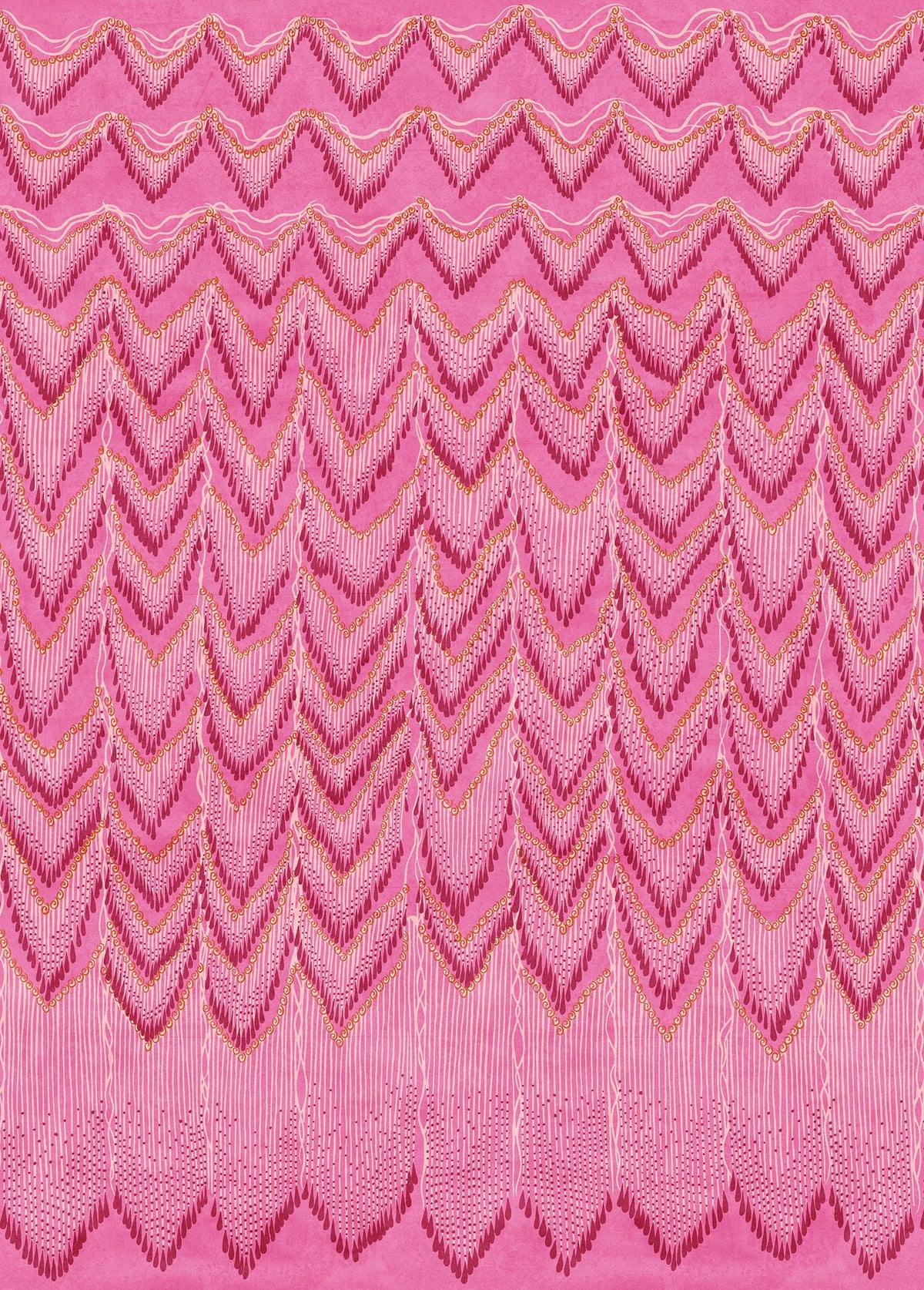 FR17941-4 Fringed Follies Hot Pink (200 x 280 cm) Zandra Rhodes Mural by Rebel Walls