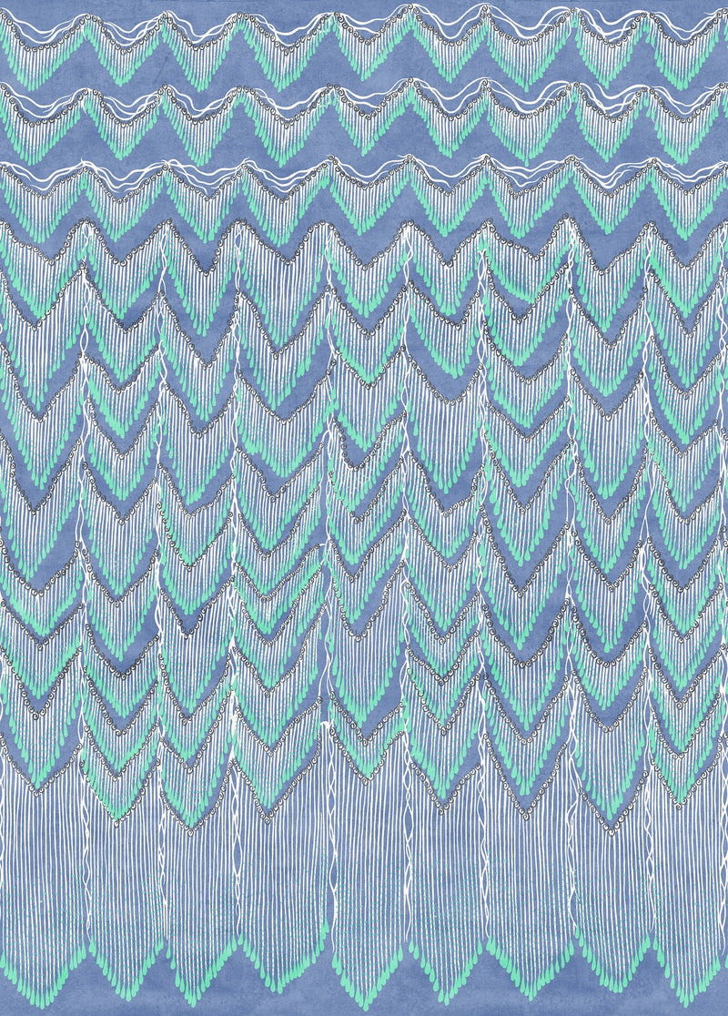 FR17942-4 Fringed Follies Lagoon (200 x 280 cm) Zandra Rhodes Mural by Rebel Walls