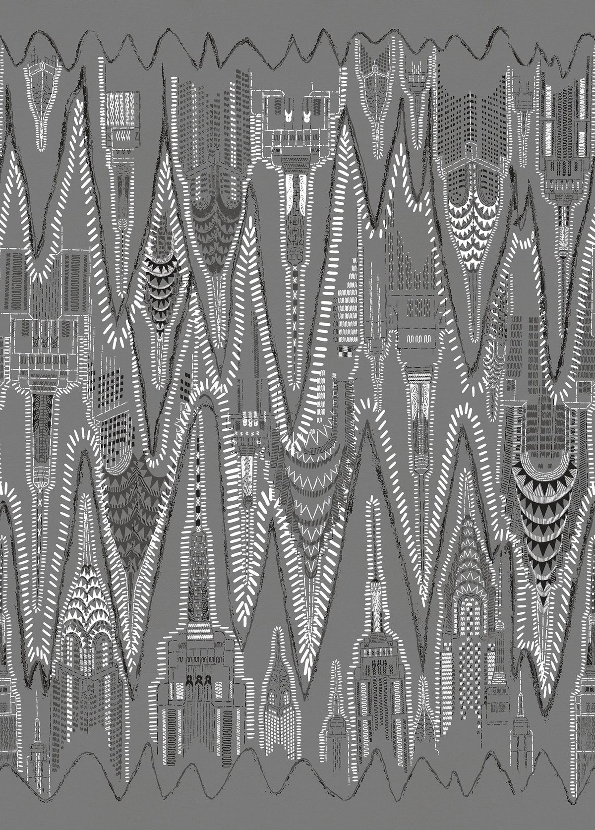 FR17962-4 Manhattan Graphite (200 x 280 cm) Zandra Rhodes Mural by Rebel Walls