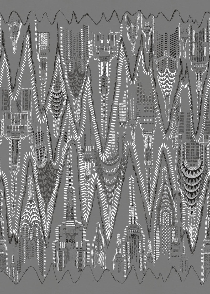 FR17962-4 Manhattan Graphite (200 x 280 cm) Zandra Rhodes Mural by Rebel Walls