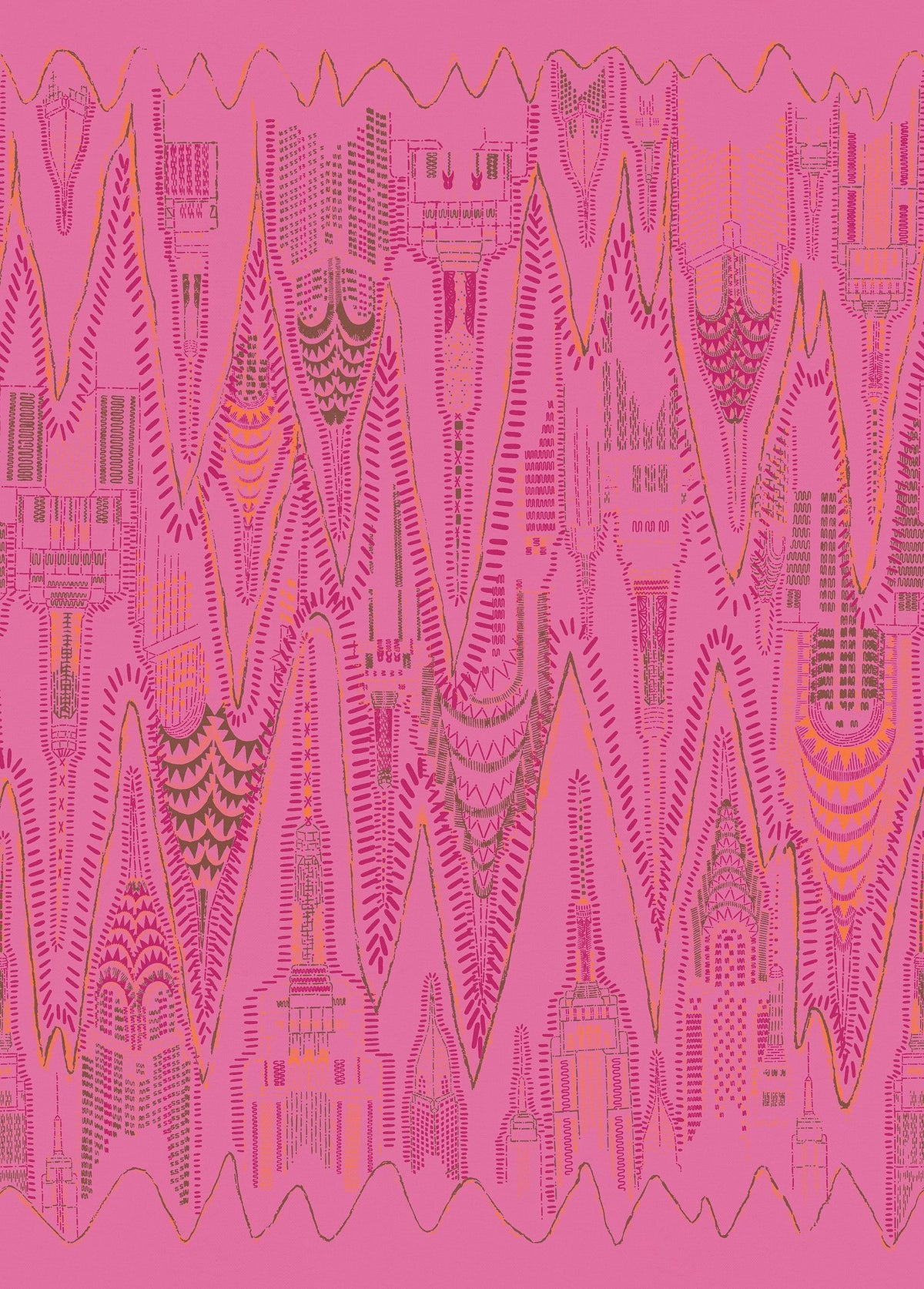 FR17963-4 Manhattan Hot Pink (200 x 280 cm) Zandra Rhodes Mural by Rebel Walls