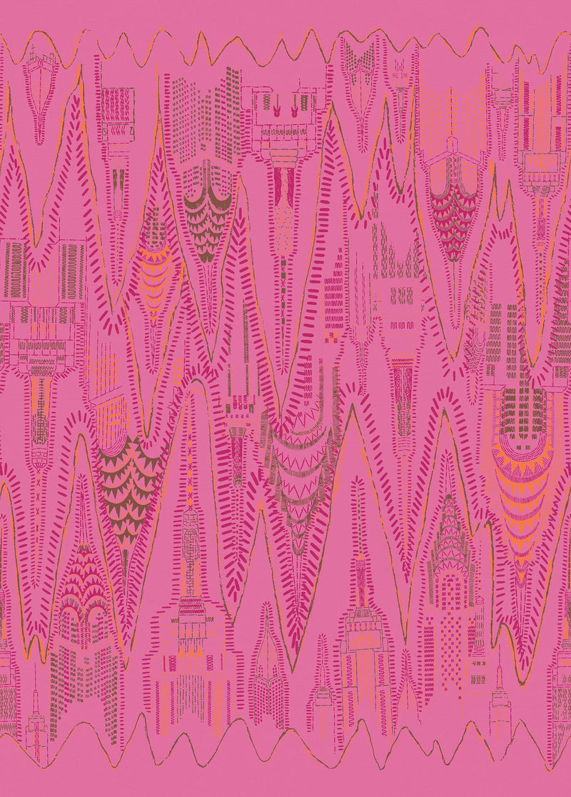 FR17963-4 Manhattan Hot Pink (200 x 280 cm) Zandra Rhodes Mural by Rebel Walls