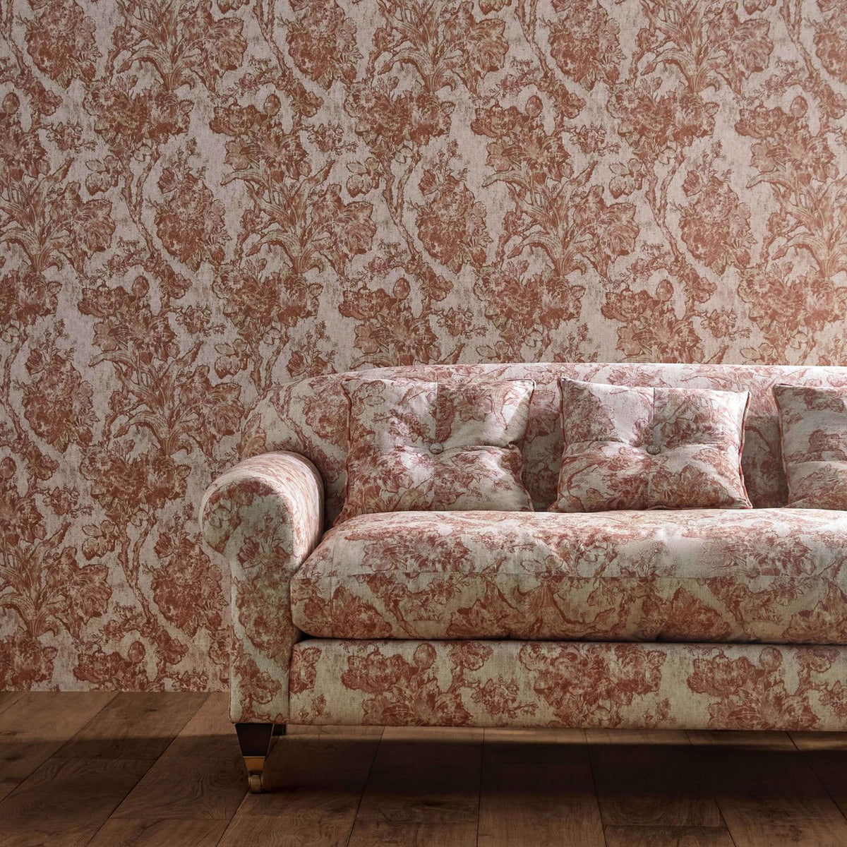 Fringed Tulip Toile Giles Deacon Smalt Wallpaper by Sanderson