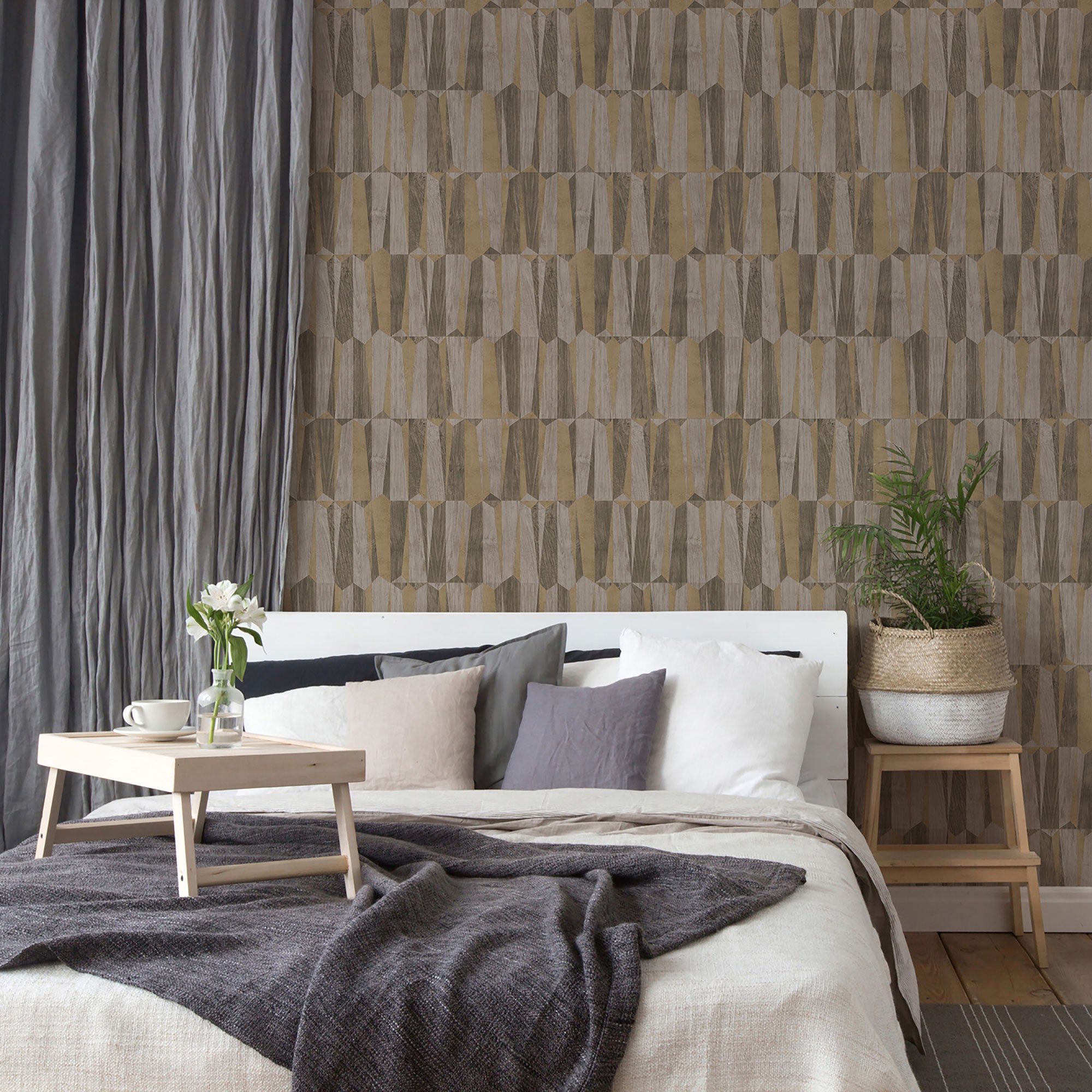 FS72017 Geo Point Wood Effect Fusion Wallpaper By Galerie