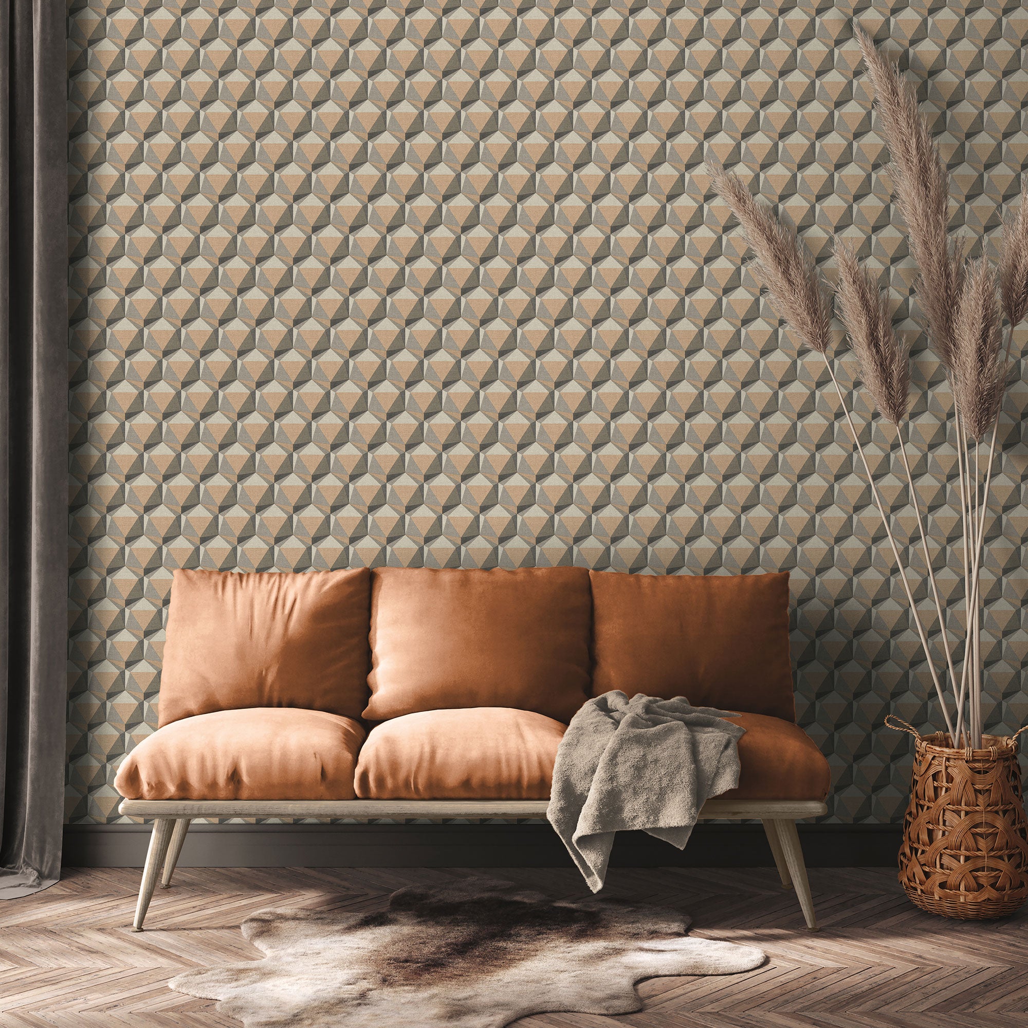 FS72028 Geometric Motif Fusion Wallpaper By Galerie
