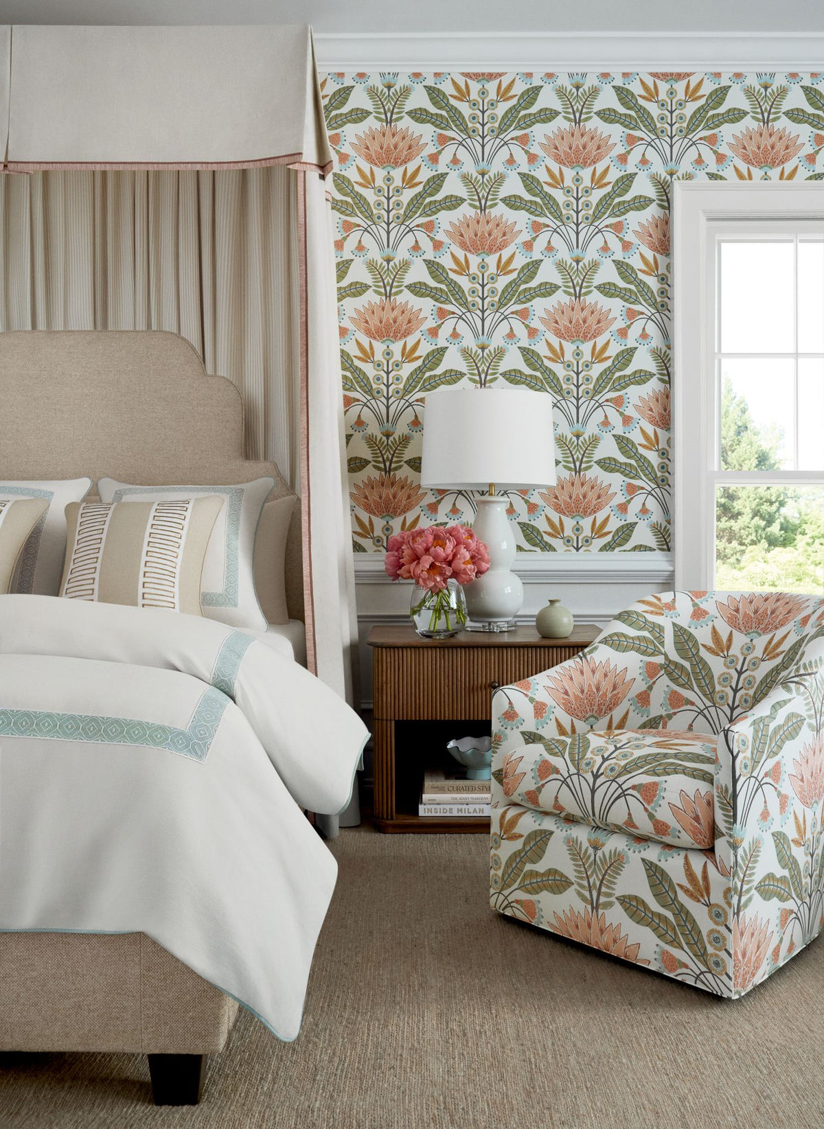 Lotus Apricot Fairhaven Wallpaper by Thibaut