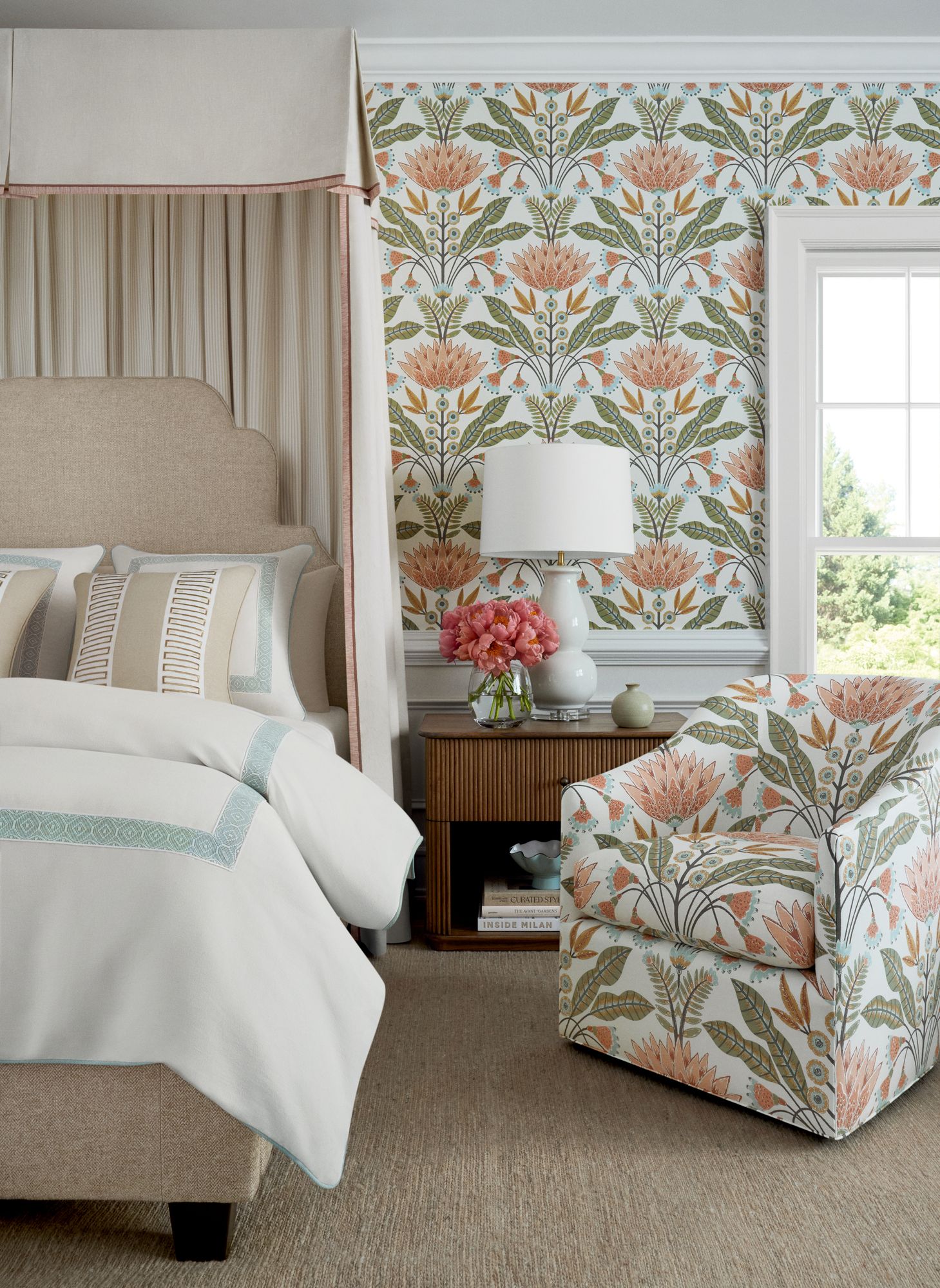 F914609 Lotus Apricot Fabric by Thibaut