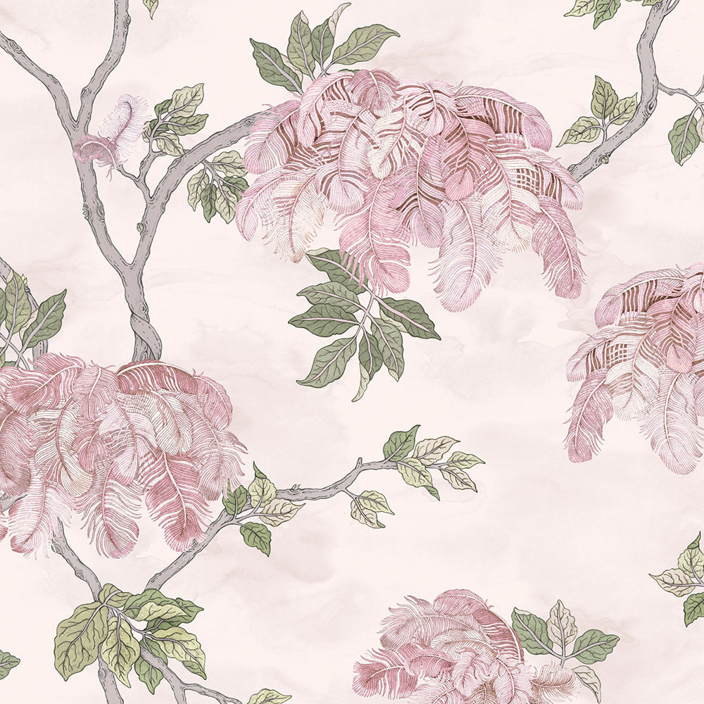 BMHD002/03B Feather Palm Heart Deco Rose Wallpaper by Brand McKenzie