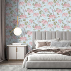 BMHD002/03C Feather Palm Heart Deco Sky Blue Wallpaper by Brand McKenzie