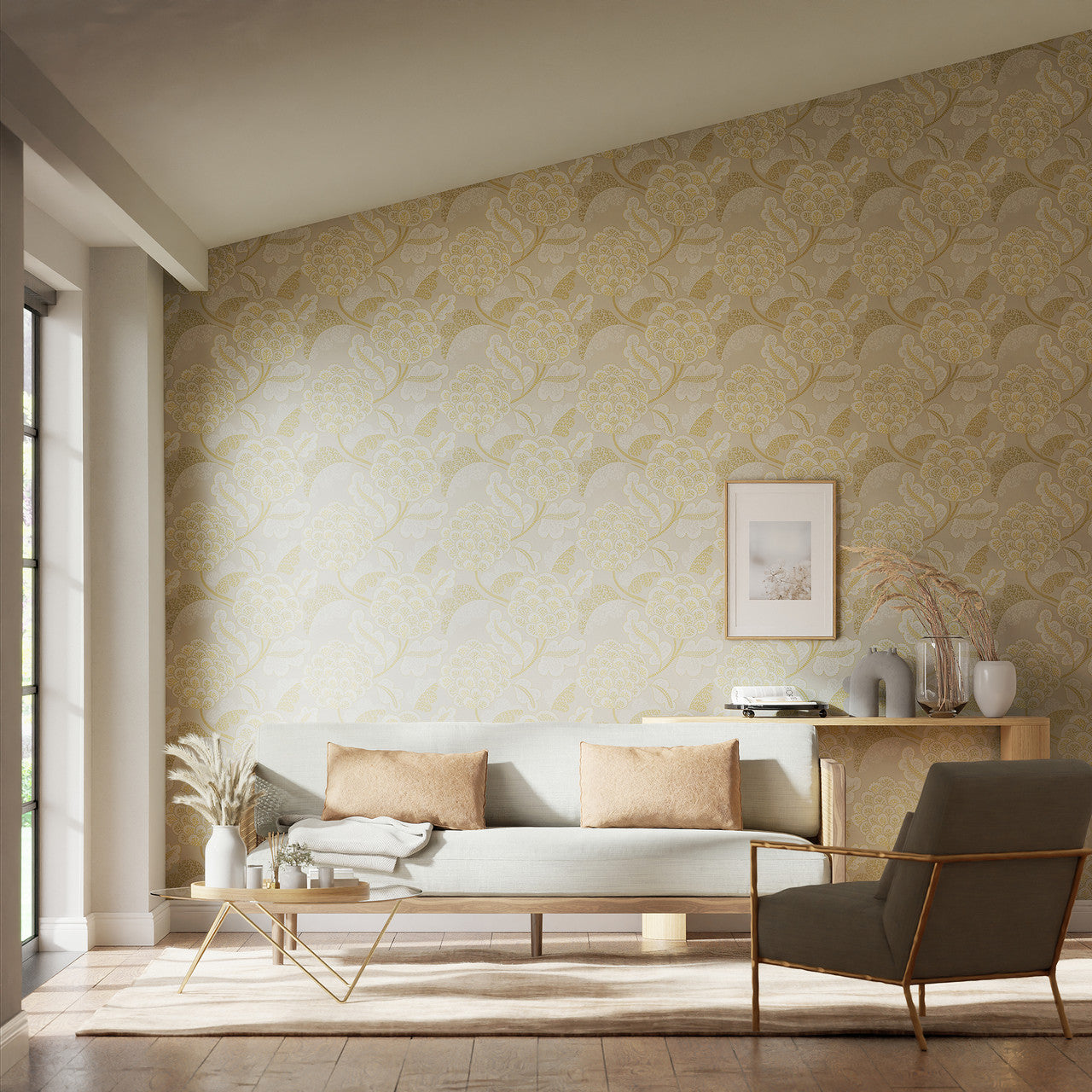 112935 Flourish Colour 3 First Light Wallpaper by Harlequin