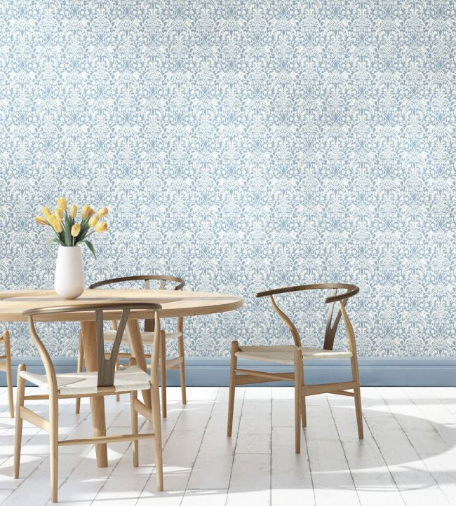 Fritillerie Original Brantwood Aqua Wallpaper By GP & J Baker