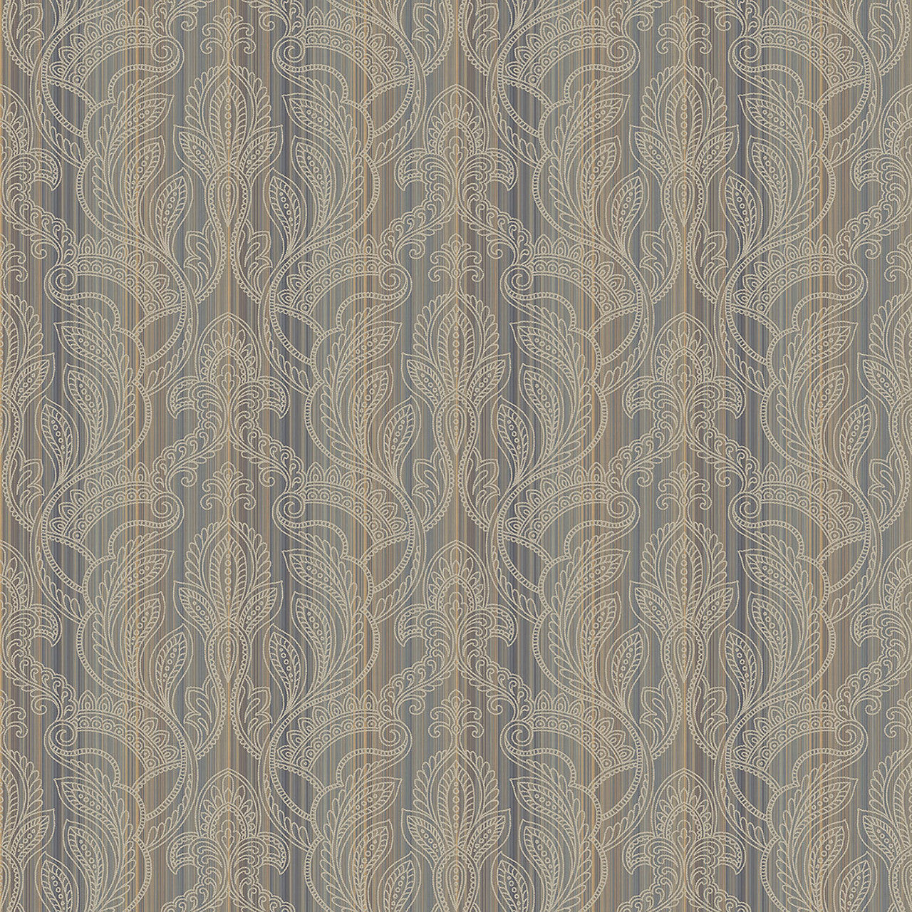 G34145 Metallic Thin Stripe with Paisley Nordic Elements Wallpaper by Galerie
