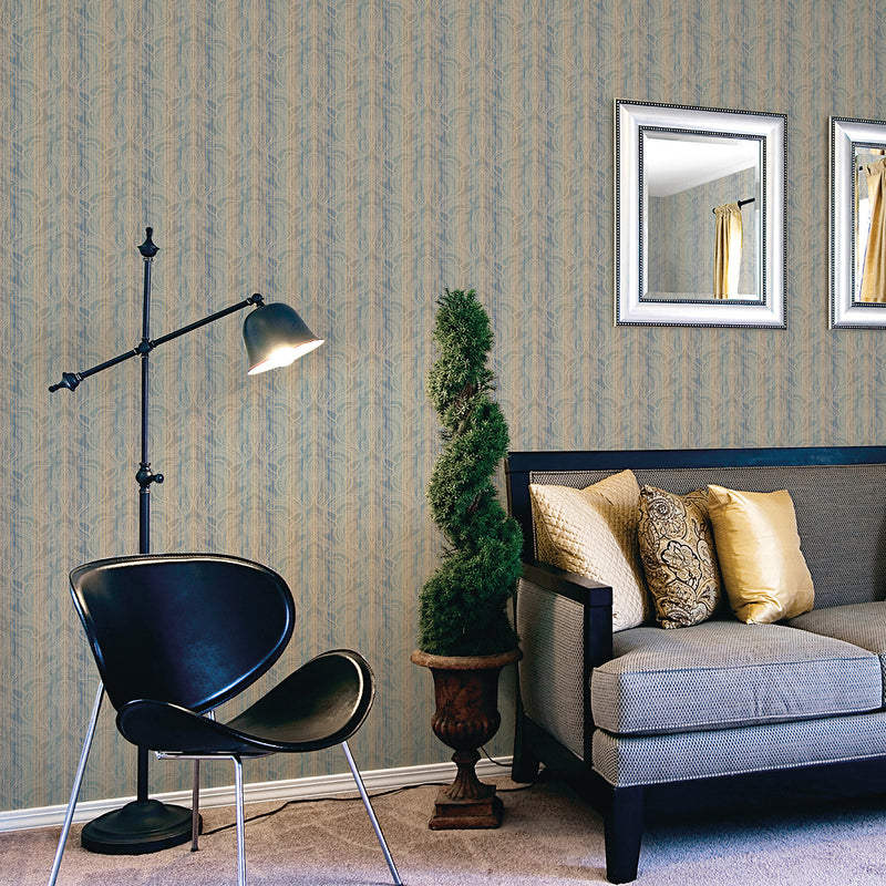 G34145 Metallic Thin Stripe with Paisley Nordic Elements Wallpaper by Galerie