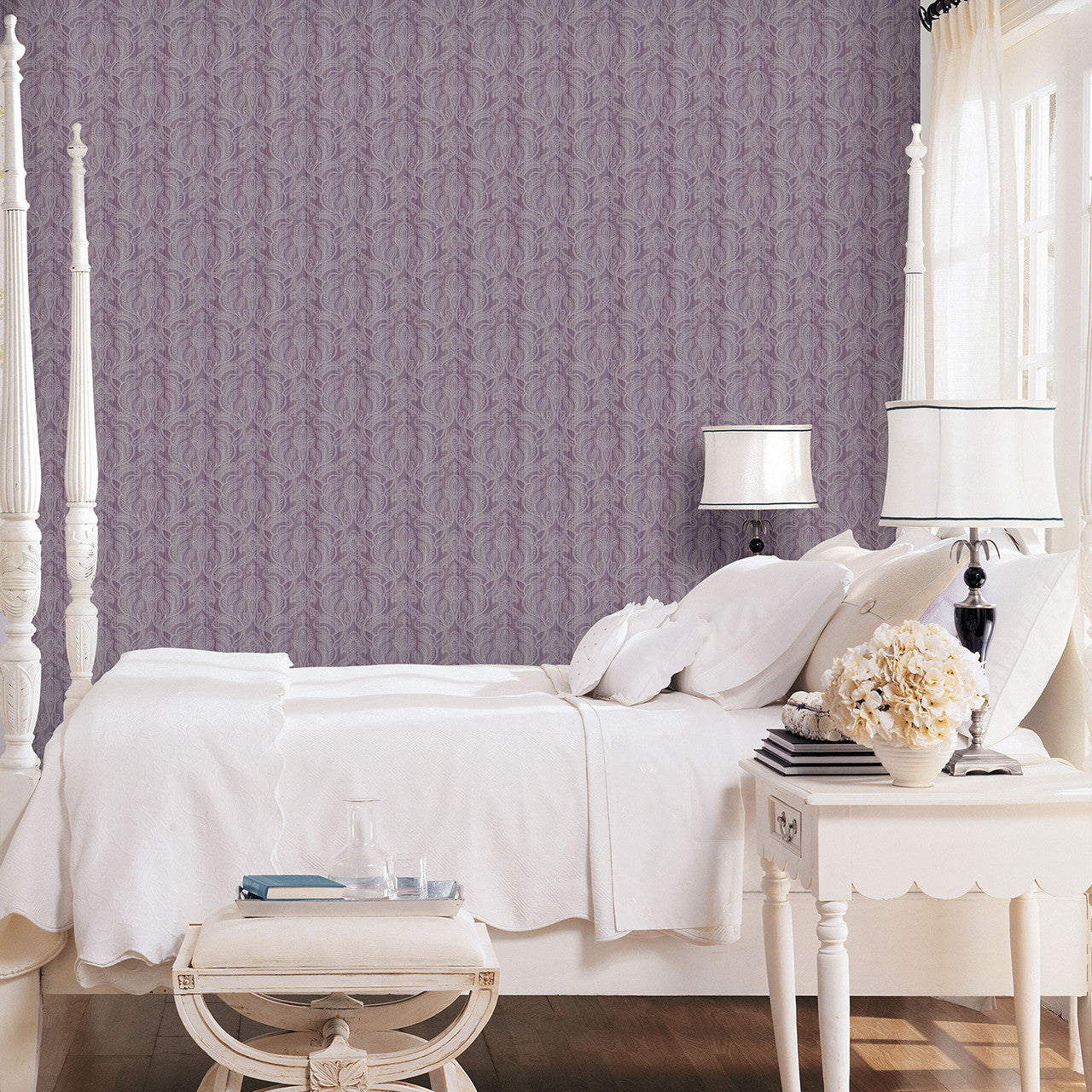 G34147 Metallic Thin Stripe with Paisley Nordic Elements Wallpaper by Galerie