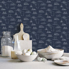 G45407 Chalkboard Menu Just Kitchens Navy Wallpaper By Galerie