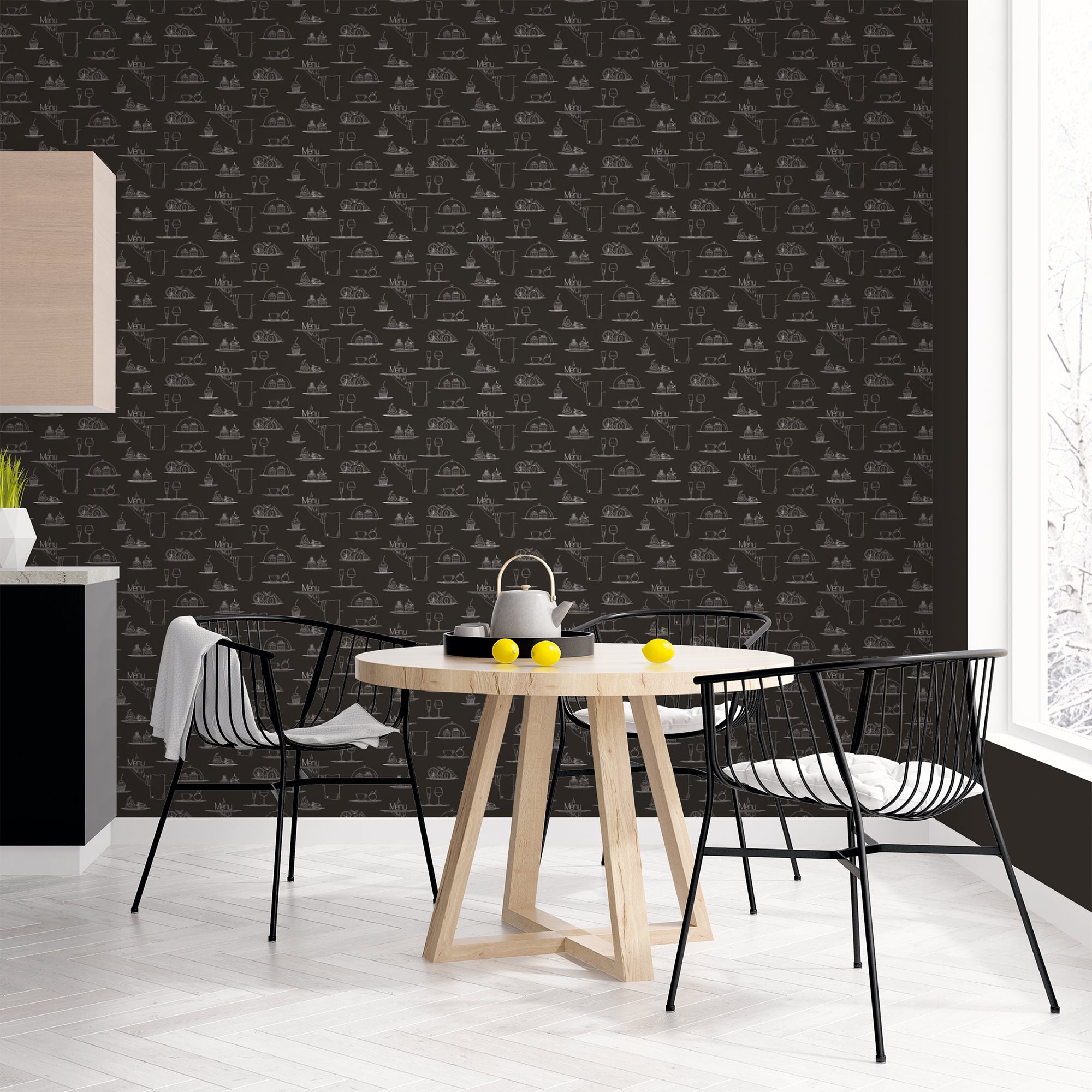 G45408 Chalkboard Menu Just Kitchens Black Wallpaper By Galerie