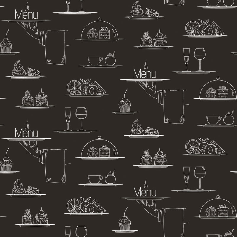 G45408 Chalkboard Menu Just Kitchens Black Wallpaper By Galerie